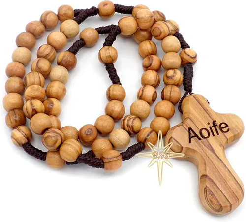 Miniatura 3 de Rosario personalizado de madera de olivo de Belén, nombre propio, regalos para niños, confirmación, primera comunión, bautismo para niños y niñas.