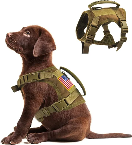 Miniatura 8 de Arnés táctico para perro, chaleco de entrenamiento al aire libre, chaleco militar K9 de patrulla para perro, arnés táctico ajustable para cachorros