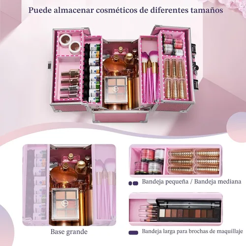 Miniatura 2 de Frenessa Estuche de Maquillaje Caja de Maquillaje Organizador de Cosméticos Estuche Portátil de Artista de Maquillaje Estuche de Viaje Caja