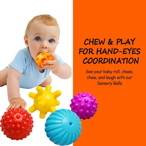 Miniatura 4 de Bolas de bebé para niños pequeños de 1 a 3 años, juguetes de baño para bebés de 6 a 12 meses, juego de bolas sensoriales suaves para bebés, set