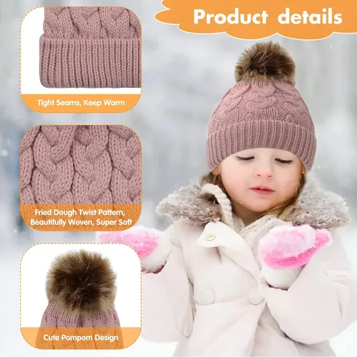 Miniatura 2 de Gorro de invierno para niñas pequeñas Zando, con pompones, gorras tejidas para bebés y niños