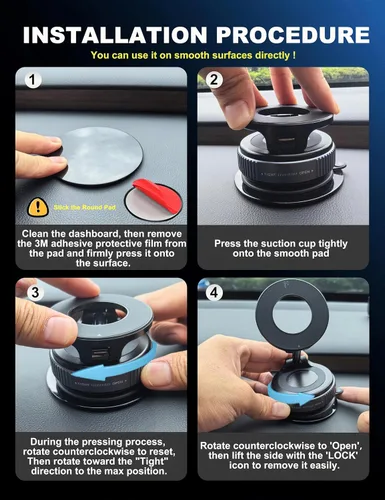 Miniatura 7 de snanlen Soporte magnético de teléfono mejorado al vacío de 360°, soporte magnético para teléfono para automóvil, soporte de teléfono con ventosa