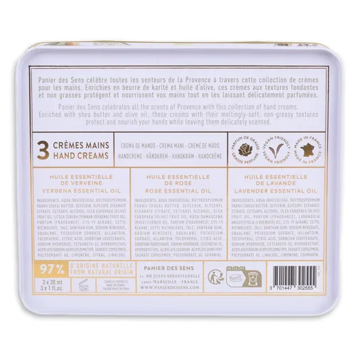 Miniatura 4 de Panier des Sens - Set Mini de Crema para Manos - Cumpleaños, Regalos para Mujeres - Crema Natural para Manos de Rosa, Lavanda, Verbena - Ideas