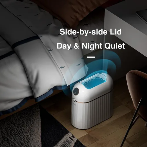 Miniatura 6 de Basurero automático sin contacto para baño, autosellado y autocambiante, cubo de basura inteligente con sensor de movimiento con tapa, 2.7 galones