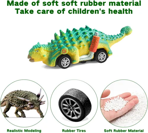 Miniatura 6 de FFTROC Juguetes de dinosaurio para niños de 3 a 5 años, 6 unidades, camiones monstruos, juguetes para niños de 3 a 5 años