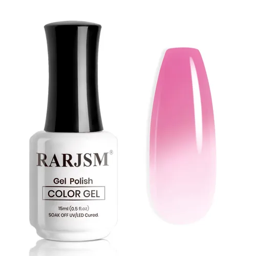 Miniatura 15 de RARJSM Esmalte de uñas en gel que cambia de color Nude Translucido Rosa a Rojo Berry, cambio de temperatura de estado de ánimo térmico, degradado