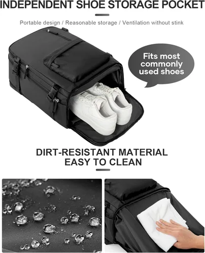Miniatura 6 de WONHOX - Mochila grande, aprobada para vuelo, unisex, para viajes, trabajo, negocios o laptop, a1-Negro, Medium