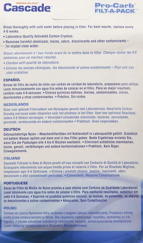 Miniatura 2 de Penn-Plax Cascade Pro-Carb Filt-A-Pack, paquete de 2 bolsas de filtro de carbón para acuario, repuesto de malla de nailon preempaquetada