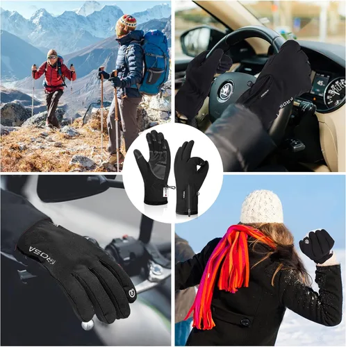 Miniatura 7 de krosa -10 Winter Gloves Men Women, 10 Touchscreen Fingers Snow Ski Gloves, Waterproof Cold Weather Gloves