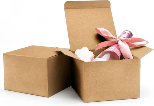 Miniatura 7 de ValBox Cajas de regalo blancas de 4 x 4 x 4 pulgadas, 25 cajas de papel kraft con tapas para regalos, manualidades, cubos, cajas de magdalenas