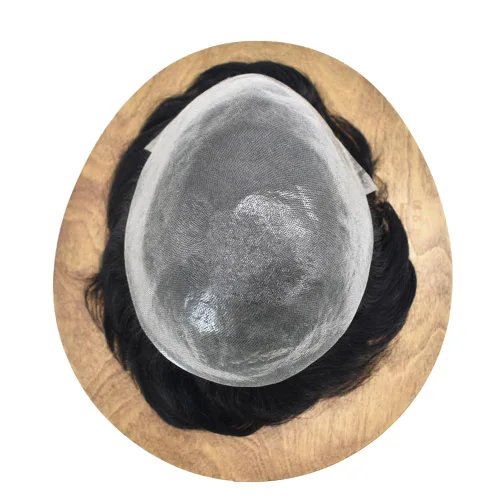 Miniatura 7 de Mens Toupee Europeo Cabello Humano Toupee Para Hombres Pieza De Pelo V-Looped Sistema De Cabello Para Hombres Piel Super Delgada Hombres Hairpieces