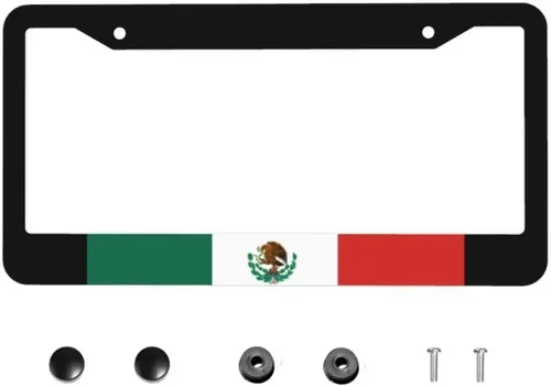 Marcos de matrícula con bandera mexicana, decoración de bandera, etiquetas de automóvil, cubiertas de matrícula de metal de aluminio, soportes
