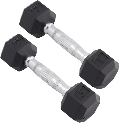 Body Sport Mancuernas hexagonales con revestimiento de goma, par de mancuernas para ejercicios, equipo de entrenamiento de fuerza, accesorios de
