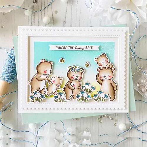 Miniatura 3 de Bear Hugs - Juego de sellos y troqueles para hacer tarjetas, sellos transparentes y troqueles de corte de metal para álbumes de recortes
