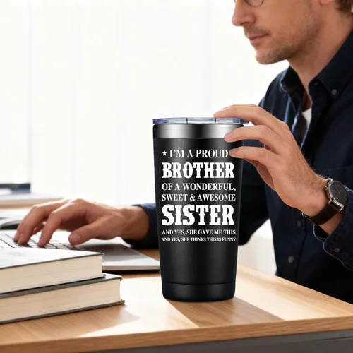 Miniatura 6 de SpenMeta Regalos para hermano – Regalos para hermano de hermana – Regalos de cumpleaños para adultos de los mejores hermanos – Vaso de 20 onzas