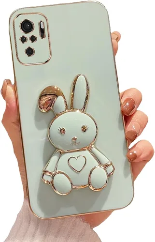 Miniatura 78 de Estuche con soporte de conejo de corazón para Xiaomi Redmi Note 10S, galvanizado suave TPU protector delgado a prueba de golpes con lindo conejito