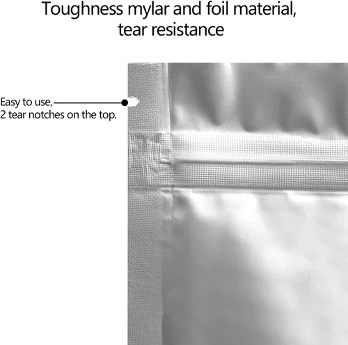 Miniatura 3 de Paquete de 100 bolsas de Mylar para almacenamiento de alimentos de 3.3 x 5.5 pulgadas, bolsas resellables a prueba de olores con ventana