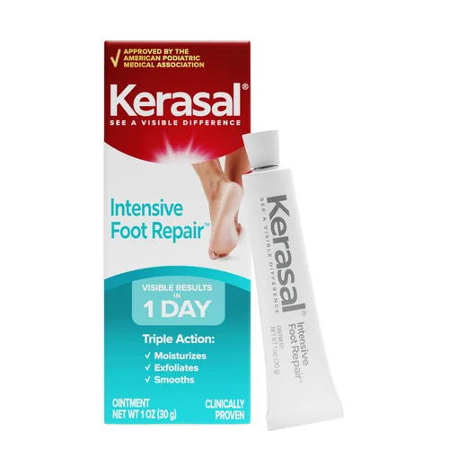 Kerasal Reparación intensiva de pies, ungüento curativo de la piel para talones agrietados y pies secos, 1 onza