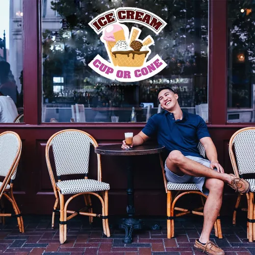 Miniatura 3 de Adhesivos para camiones de alimentos, taza de helado o concesión de concesión para restaurante, etiqueta engomada de vinilo troquelada L53, letrero