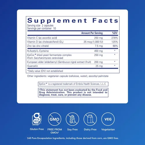 Miniatura 2 de Pure Encapsulations PureDefense con NAC Mejora la defensa inmunológica de primera línea y la salud respiratoria superior 20 cápsulas