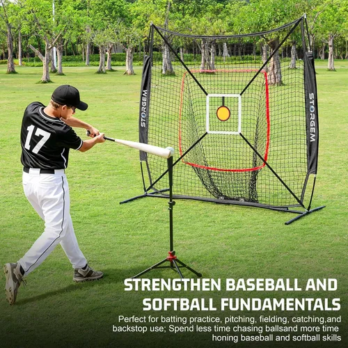 Miniatura 3 de Storgem 6'X6' Baseball Softball Practice Net, Portable Baseball Net for Batting, Hitting, Pitching and Fielding, Carry Bag, Strike Zone and Batting