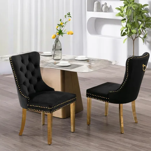 Miniatura 48 de SoarFlash Juego de 4 sillas de comedor de terciopelo, silla lateral de respaldo alto, silla lateral tapizada moderna de alta gama con capitoné