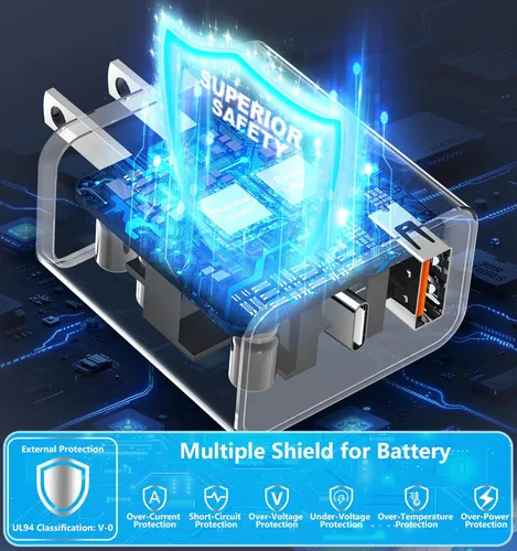 Miniatura 5 de [Apple MFi Certified] iPhone 17 Charger Fast Charging, Rombica 4Pack 60W USB-C Charger Dual Port PD&QC Type-C Dynamic Power Adapter + 6FT Type-C