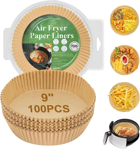 Miniatura 7 de Forro de papel desechable para freidora de aire, 100 piezas de papel pergamino natural de 6.3 pulgadas para freidora de aire, a prueba de aceite