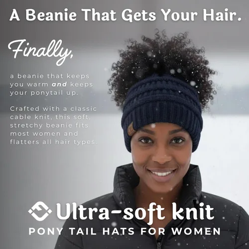 Miniatura 88 de Funky Junque - Gorro para mujer con ranura para cola de caballo