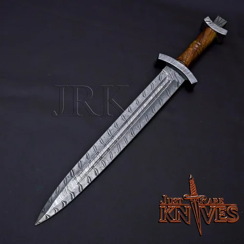 Miniatura 5 de Edición especial de EE. UU.: Hoja de acero de Damasco por encargo de 24 ", espada de daga ranurada de sangre doble (JRK72)