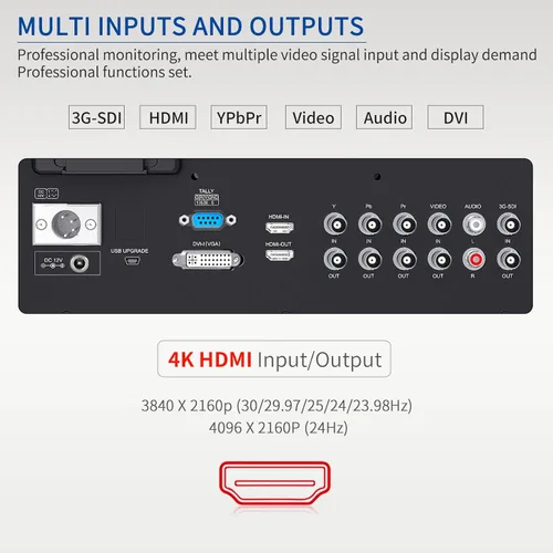 Miniatura 5 de P173-9HSD-RM 17.3 "7RU Monitor de Director LCD de Transmisión de Montaje en Rack con 3G SDI HDMI YPbPr Entrada y Salida Full HD 1920 × 1080