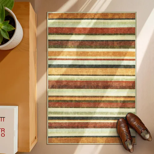 Miniatura 8 de jinchan Alfombra a rayas de 2 x 3 para entrada, alfombra de cocina, tapete pequeño, antideslizante, ligero, de bajo perfil, decoración para entrada