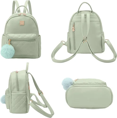 Miniatura 39 de Mini mochila de moda para niñas, bolso pequeño lindo de cuero a cuadros para mujer, mochilas pequeñas, Negro -, Mini mochila de moda para niñas