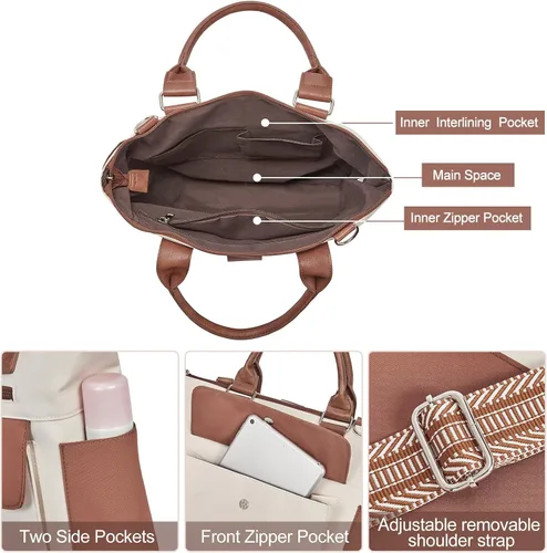 Miniatura 4 de CLUCI Bolsos de mano para mujer de cuero vegano, bolso bandolera grande de moda, bolso al hombro, el mejor regalo para ella