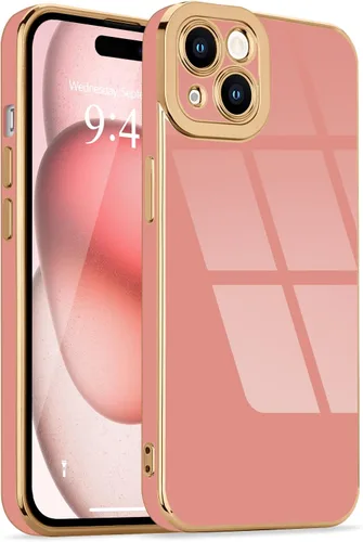 Miniatura 134 de Lafunda Diseñada para iPhone 13 Pro, fundas lujosas con chapado lindo para mujeres y niñas, elegante borde dorado, a prueba de golpes, TPU con funda