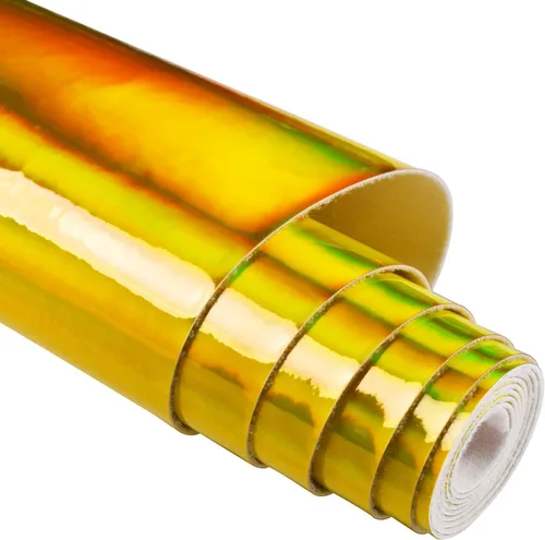 Miniatura 12 de HGUAN Tela de vinilo holográfica de 12 x 53 pulgadas, 1 rollo de hojas de piel sintética son adecuadas para lazos, aretes de cuero y otros artículos