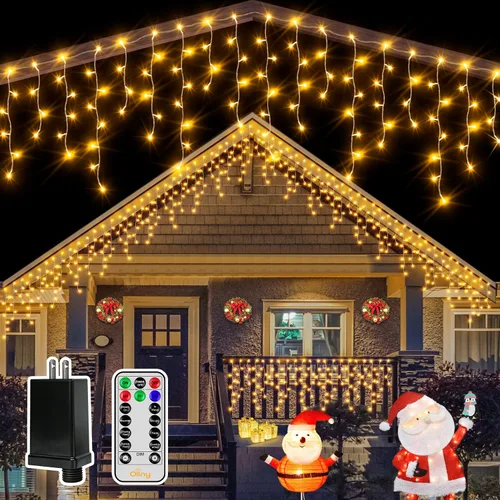 Miniatura 11 de Ollny Luces de carámbano de 504 LED/41 pies, blancas cálidas y frías, con control remoto, 8 modos, temporizadores, impermeables, colgantes