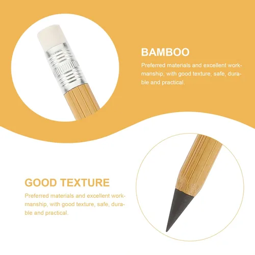 Miniatura 7 de Tofficu Forever Pencil - Lápiz creativo, 6 lápices de bambú borrables, lápiz de madera eterno, lápiz eterno, lápices sin tinta para escribir