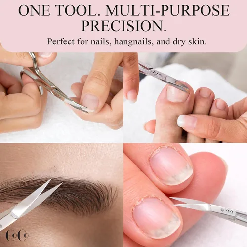 Miniatura 3 de CoCo's - Tijeras de uñas curvadas, tijeras de manicura de estilo profesional para uñas, uñas, cejas, cutículas e entrecruzados, acero inoxidable