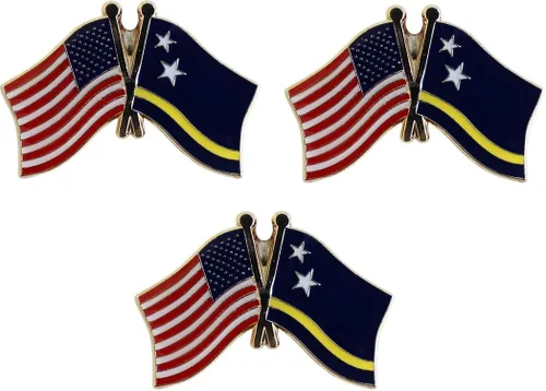 Miniatura 125 de 3 Pines de solapa con banderas de Estados Unidos y países internacionales, paquete de 3 pines dobles con diseño de banderas de Estados Unidos