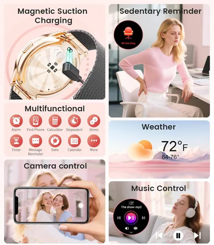 Miniatura 4 de LIGE Reloj inteligente para mujer, pantalla AMOLED de 1.43 pulgadas con respuesta/llamada para iPhone/Android/Samsung, rastreador de actividad