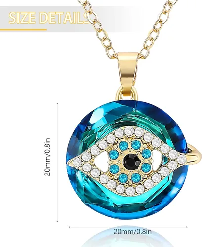 Miniatura 5 de Collar contra el mal de ojo, collar con dije de mal de ojo con círculo de cristal como collar de joyería de mal de ojo, collar de buena suerte, dije