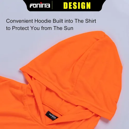 Miniatura 4 de FONIRRA Camiseta de manga larga de alta visibilidad para hombre, paquete de 3 camisas de trabajo de construcción con capucha Multicolor_3 piezas