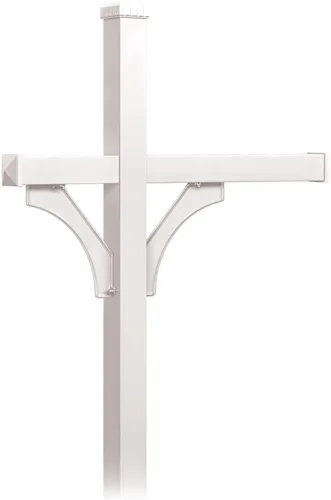 Salsbury Industries, Blanco 4373WHT Deluxe Post 2 caras montado en el suelo para 3 buzones de carretera