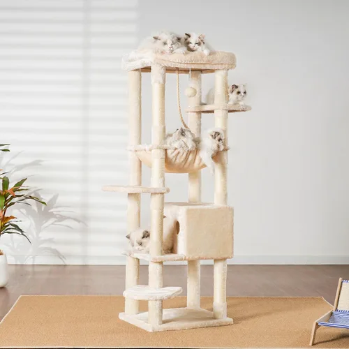 Miniatura 2 de Heybly Árbol para Gatos para Gatos Grandes de 20 libras de Servicio Pesado, Torre para Gatos XXL de 60 pulgadas para Gatos de Interior, Condominio