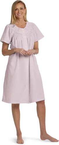 Miniatura 12 de Miss Elaine Bata corta de seersucker para mujer, cierre de broches frontal y mangas cortas, dos bolsillos delanteros, ropa de dormir y ropa