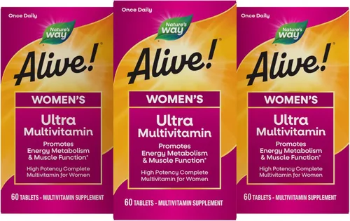 Miniatura 14 de Nature's Way Alive! Multivitaminas diarias ultra para mujer, fórmula de alta potencia, promueve el metabolismo de la energía y la función muscular*