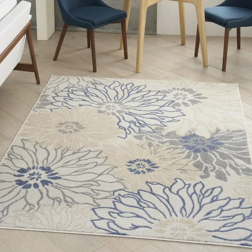 Miniatura 31 de Nourison Passion - Alfombra azul, de 6 pies, 7 pulgadas x 9 pies, 6 pulgadas, floral, campestre, fácil de limpiar, no desprende pelo