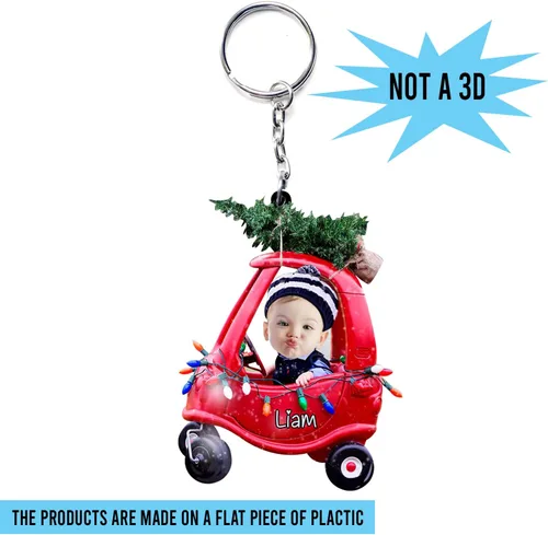 Miniatura 5 de IZI POD Foto personalizada con nombre de adorno de bebé, adorno personalizado de automóvil de Navidad para decoración de árbol de Navidad, regalo
