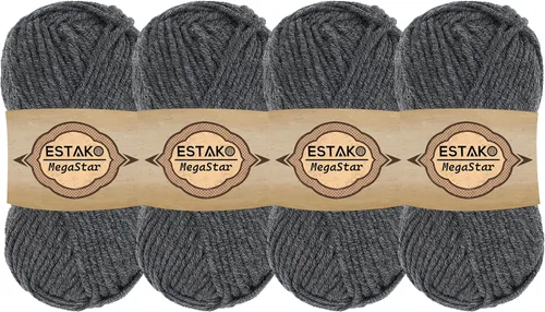 Miniatura 47 de Estako Megastar, 3.52 Oz (100g) de hilo de acrílico 75% y lana 25%, suave, peso grueso voluminoso #5 para crochet y tejer 120 yardas (110m)